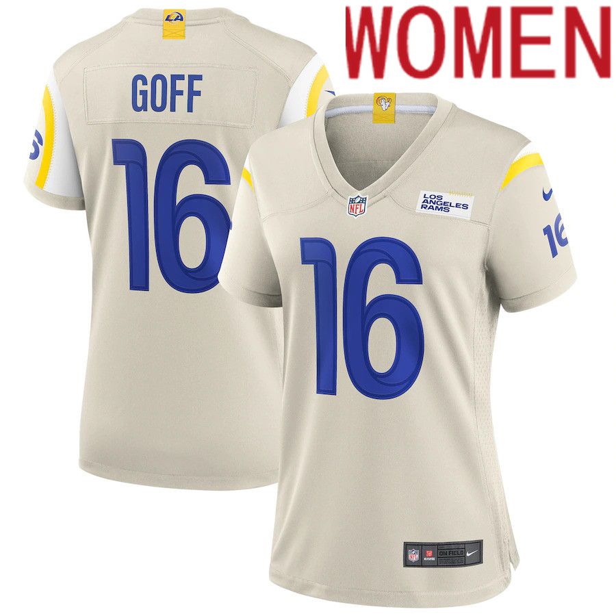 Women Los Angeles Rams 16 Jared Goff Nike Cream Game NFL Jersey